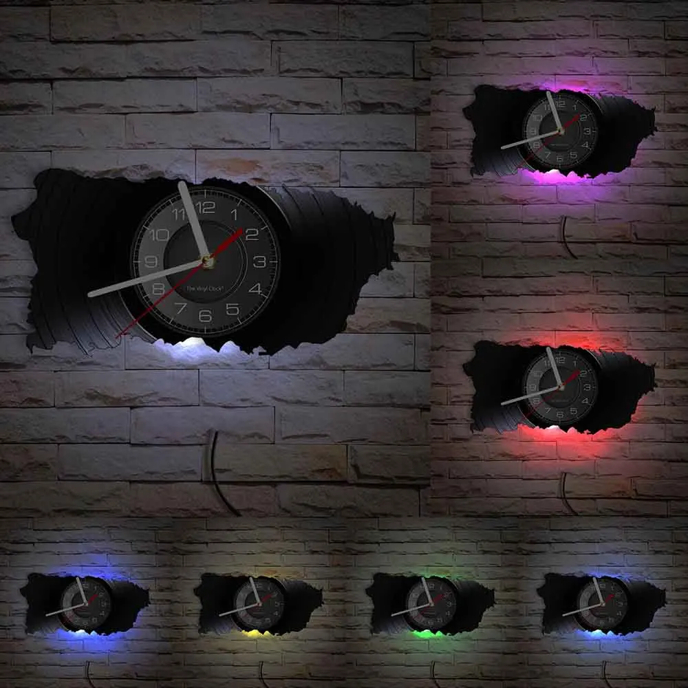 Настенные часы с виниловой пластиной и картой Peuto современный дизайн креативное