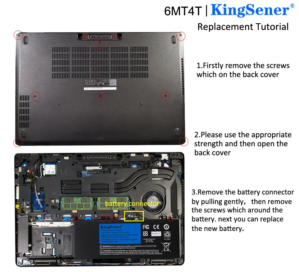 Аккумулятор KingSener 7 6 В 62WH 6MT4T для ноутбука DELL Latitude E5470 E5570 M3510 15 &quotSereis 7V69Y TXF9M 79VRK 07V69Y