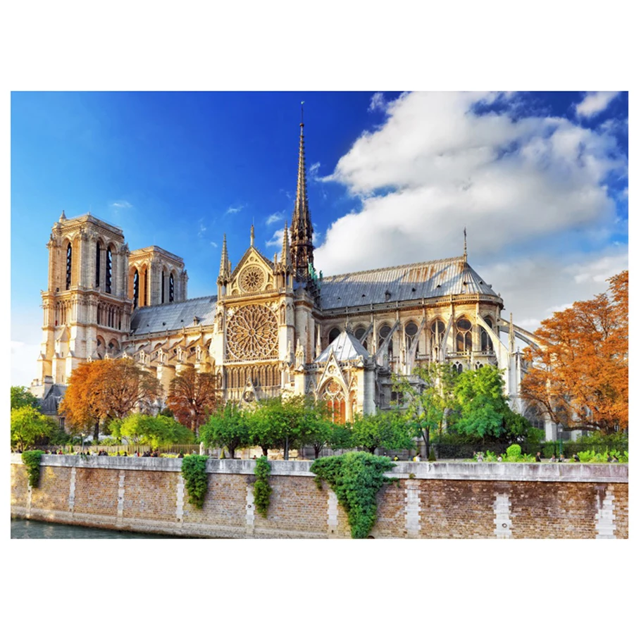 

DIY Diamond painting cross stitch 5d Diamond embroidery French Notre Dame full square round mosaic painting Scenic castle AA1865