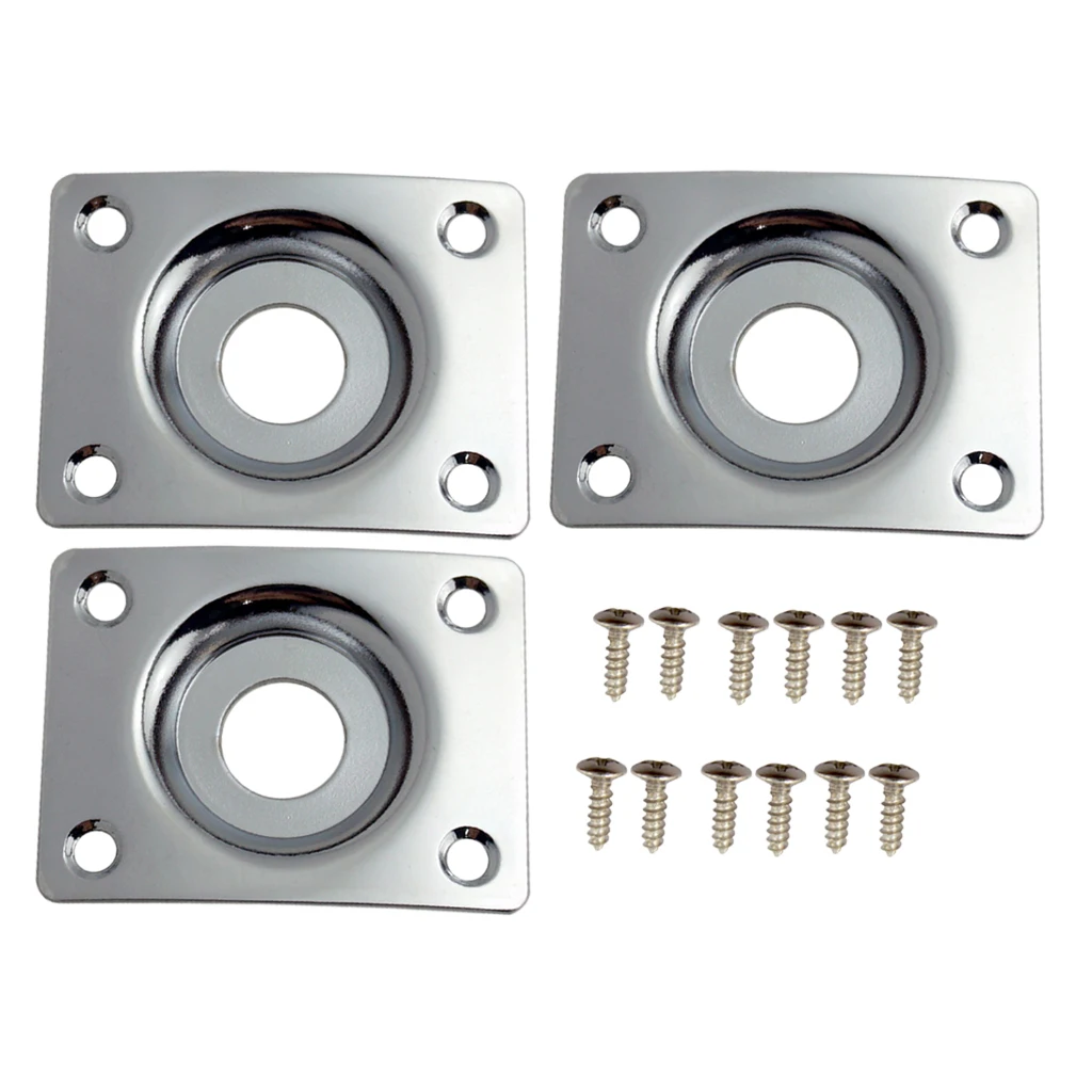 3 pcs Universal Electric Guitar Jack Base Output Socket Plate Rectangle Parts for Most Common | Спорт и развлечения