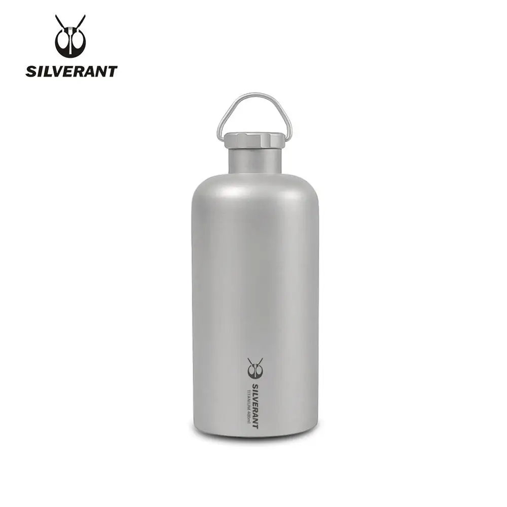 구매 Silverant 400 미리리터 / 600 미리리터 순수 티타늄 물 병 초경량 마시는 용품 튼튼한 병 티타늄 커버 야외 캠핑 하이킹