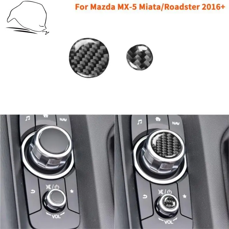 

Carbon Fiber Multimedia Buttons Cover Trim Sticker Center Console For Mazda MX-5 Miata Roadster 2016+ MX5 ND Car Accessories