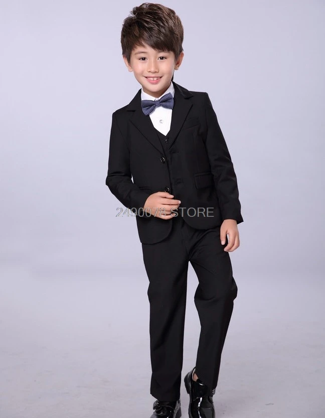 3 шт. клетчатый блейзер + жилет брюки для мальчиков |