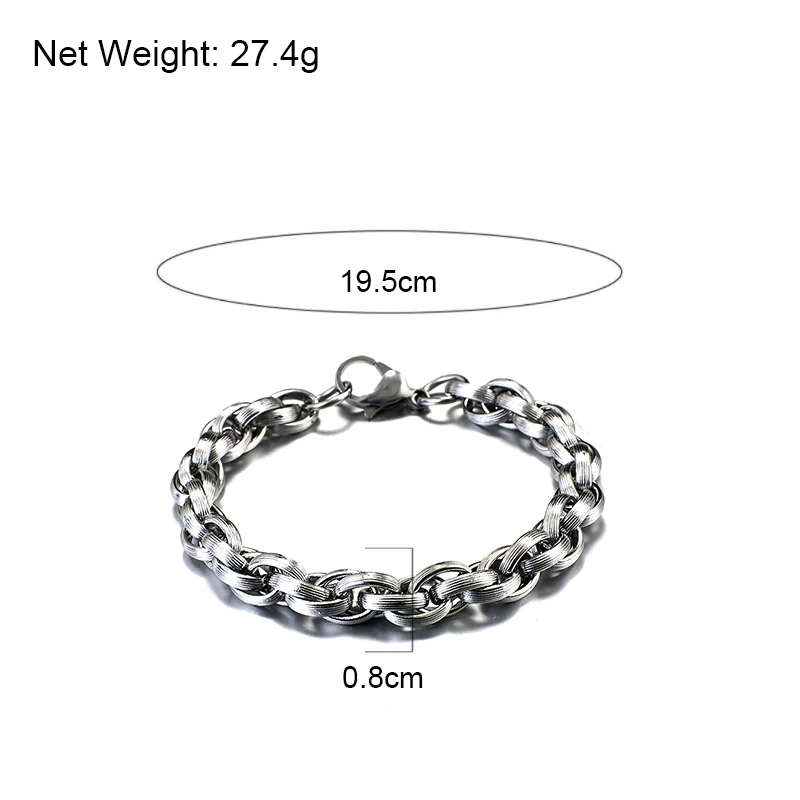 

ALLYES Boho Punk Heavy Metal Chunky Cross Chain Bracelets for Mens Stainless Steel Bracelet Bangle Fashion Jewelry