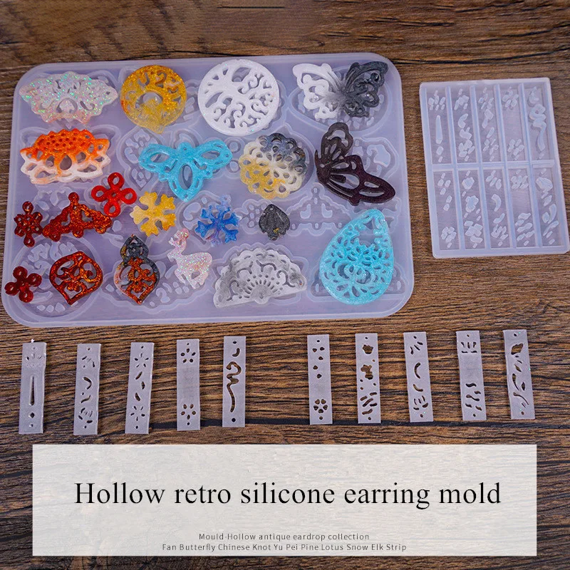 1 шт. DIY эпоксидная пустотелая древняя силиконовая Серьга Форма для смолы