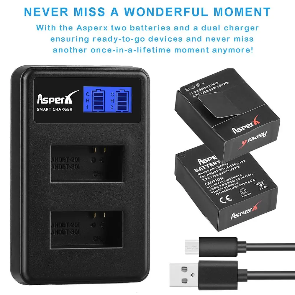 1290mAh AHDBT-301 Battery+Charger for GoPro Hero3 Hero3+Go Pro hero 3 3+Battery Black Edition White Silver HD |