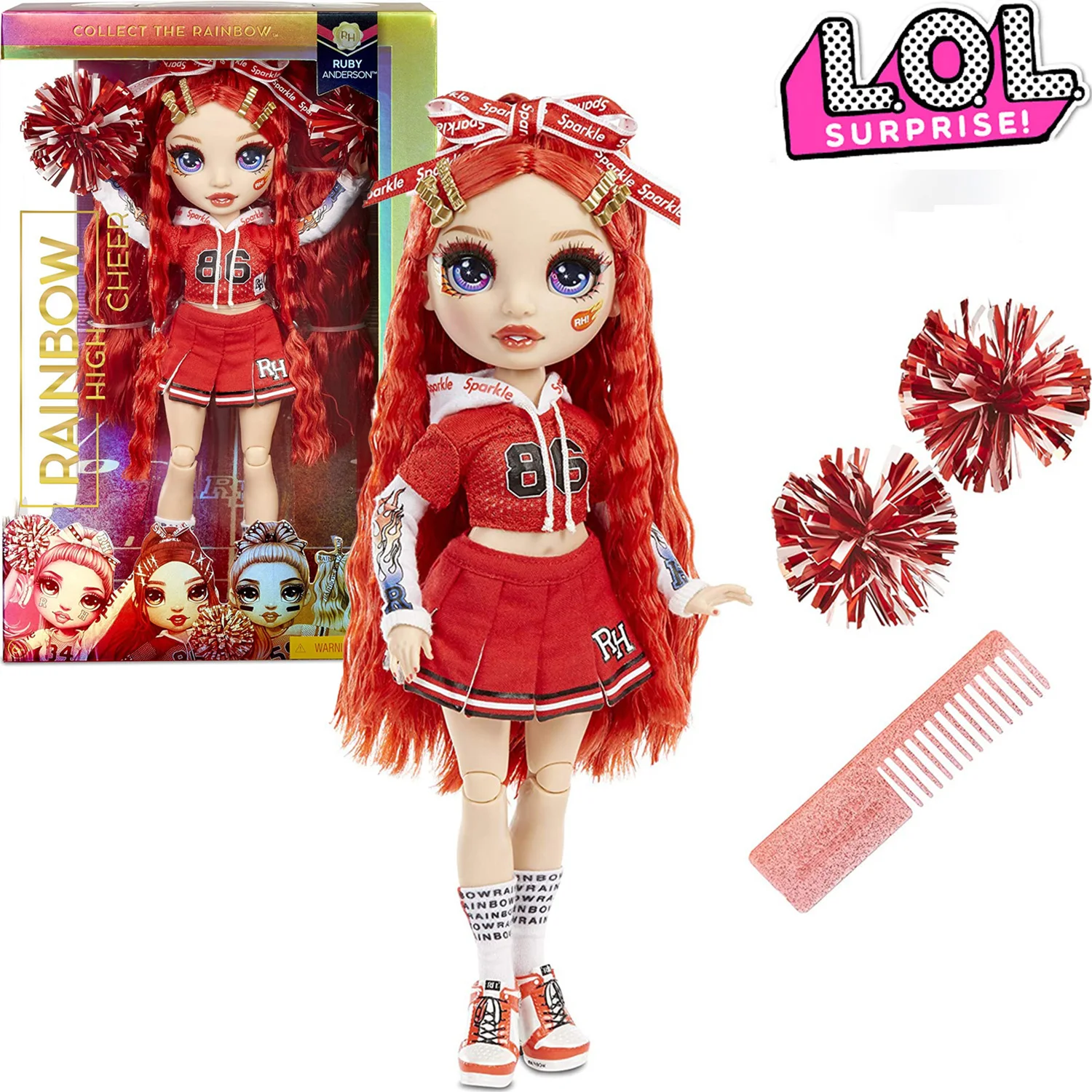 

Lol Surprise Dolls Rainbow High Cheer Ruby Anderson Red Cheerleader Pom Poms Fashion Doll Accessories Toys Blind Box Kids Toys