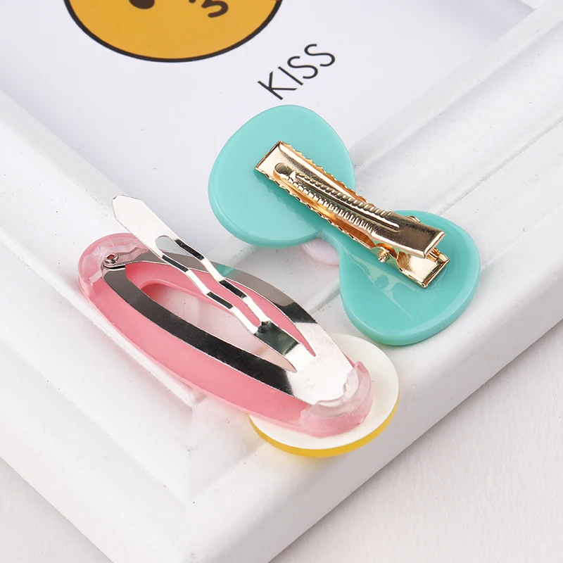 MISM 2 шт./комплект Акриловые заколки с бантиком Милые Сплошные Геометрические Аксессуары для волос Конфетного цвета Заколки для волос для девочек.