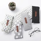 Корейский простой тканевый чехол для ручек и карандашей черного белого серого цвета, милый клетка, горошек вместительный чехол для карандашей, школьные принадлежности для детей и студентов