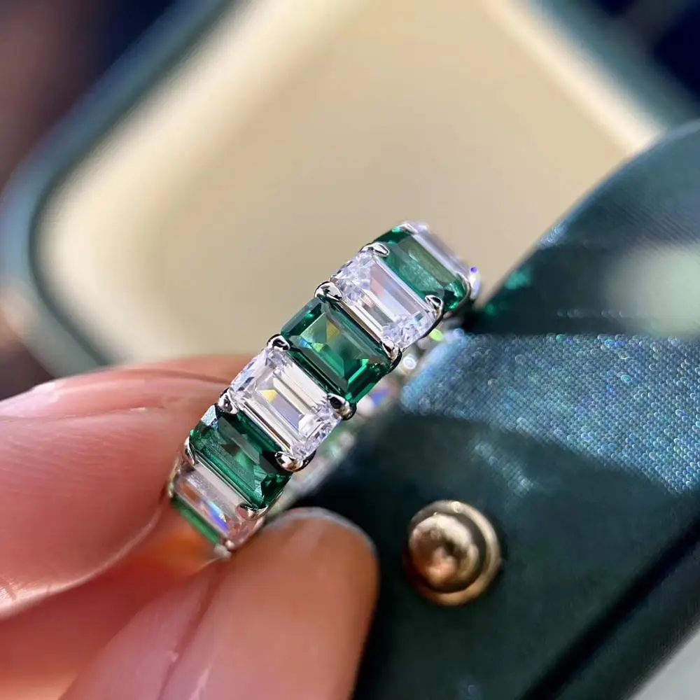 

100% 925 пробы серебряные кольца большой прямоугольный 5A циркон создан драгоценный камень изумрудная огранка обручальное кольцо в винтажном с...