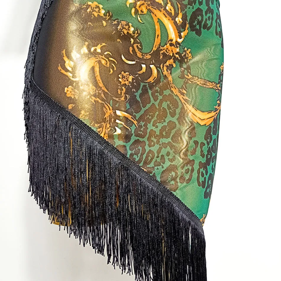 Женское платье для латиноамериканских танцев с бахромой Цветочная яркая