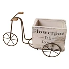 Пасторальная железная подставка для цветов на велосипед, подставка для комнатных качелей, трехколесный деревянный подставка для цветов, украшение для дома, рабочего стола и сада