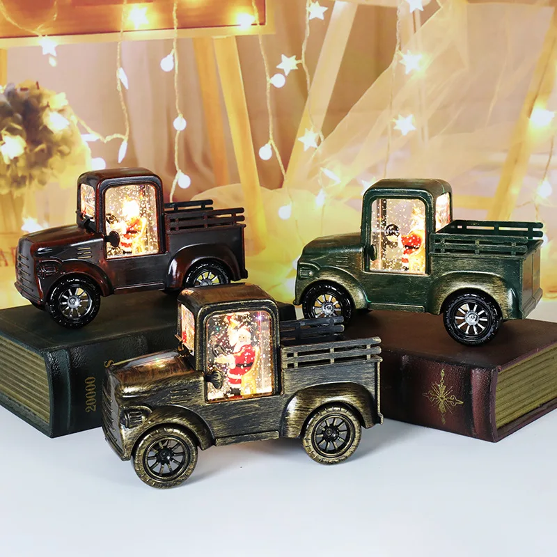 

Christmas Decoration Santa Claus Car Truck Tractor Creative Ornaments Christmas Lantern Small Oil Lamp Truck Christmas Gift