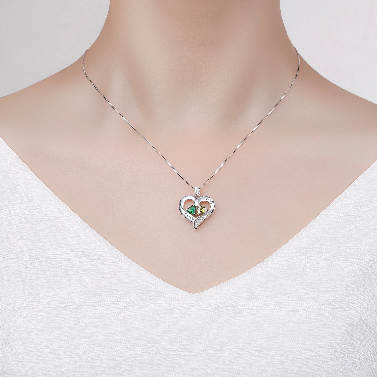 

MissNity Personalized Necklace 925 Sterling Silver Jewelry Heart Pendant Custom Name Birthstone Fashion Promise Anniversary Gift