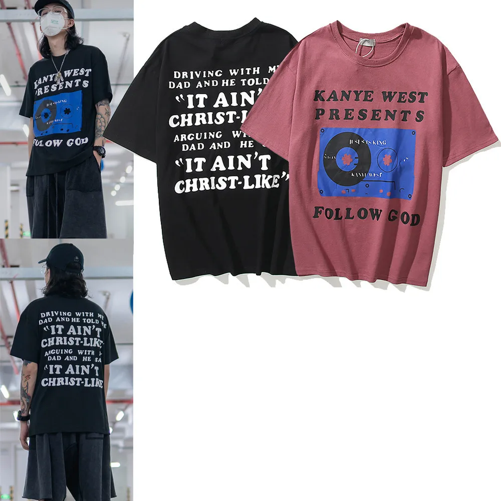 

Футболка Kanye West с надписью «Следуй за Богом» для женщин, тенниска из 100% хлопка в стиле Харадзюку, майка с короткими рукавами, городская одежд...