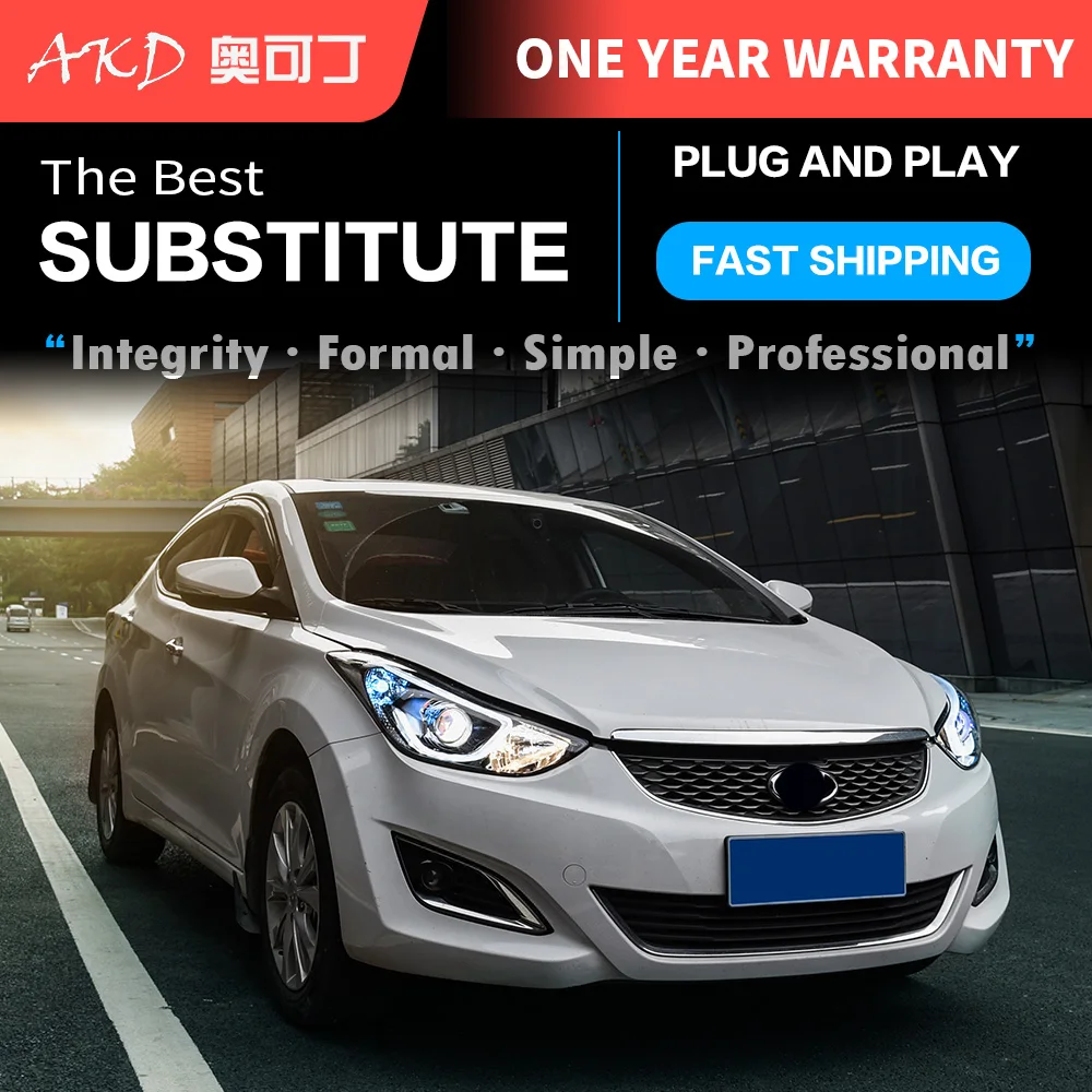 АКД автомобильного тюнинга фар для Hyundai Elantra 2012 2016 светодиодные фары DRL