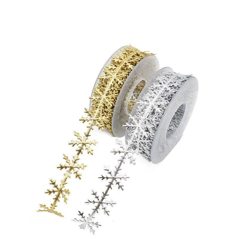 10 м новая имитация кожи золотистого и серебристого лента из снежинок кружевное