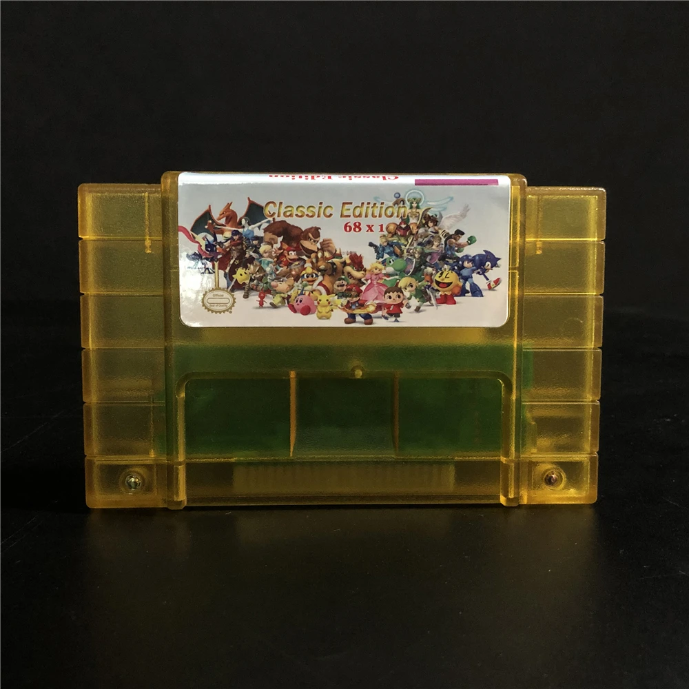 

Super 68 in 1 Games Cartridge for SNES Game Console With Goof Troop Final Game Fansty II III IV Megaman X IV Terranigma Zeldaed
