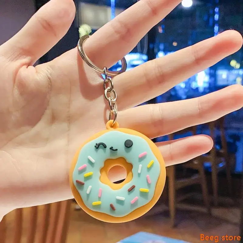 Милый брелок с резиновым пончиком автомобильный подвеской для женщин аксессуары