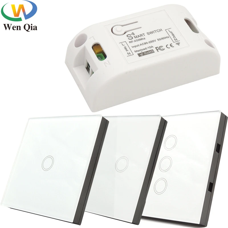 Умный сенсорный выключатель беспроводная стеклянная панель Радиочастотный