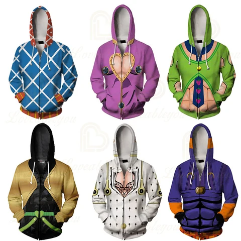 Japanese Manga JOJO 3D Hoodies Men/Women Anime JOJO's Bizarre Adventure Hoodie Sweatshirt Fashion Harajuku Jacket Coat Clothes