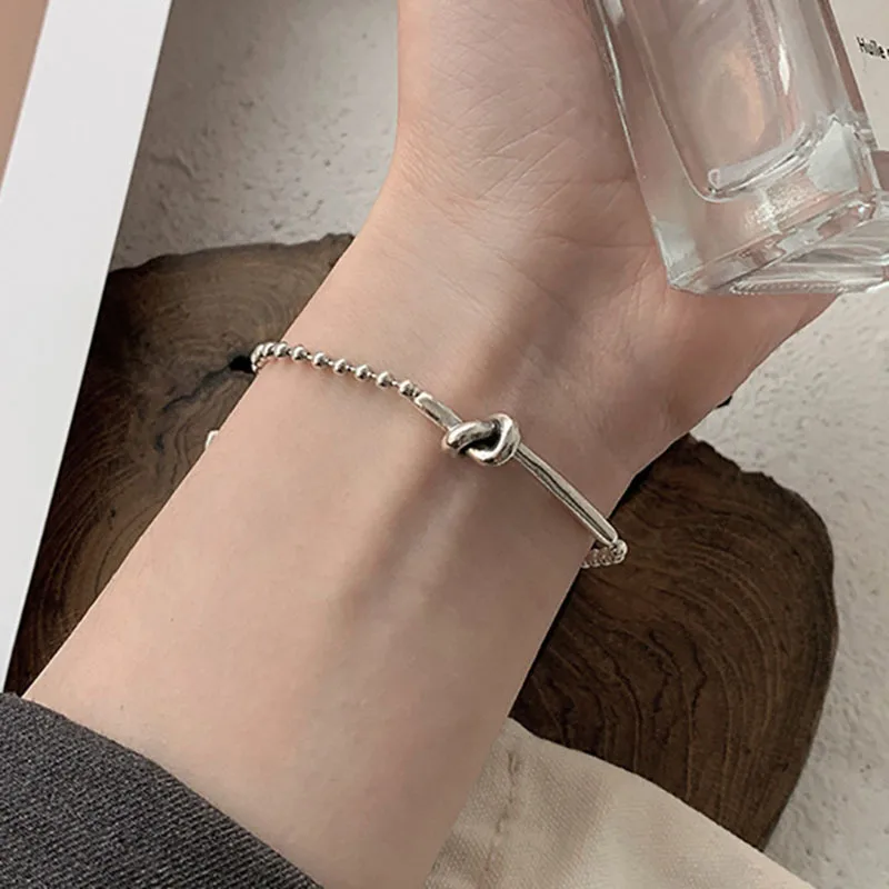 

Silver Plated Fashion Women's Heart-shaped Bracelet Elegant Girl Mermaid Head Knot Geometric Bracelet Party Jewelry Gifts