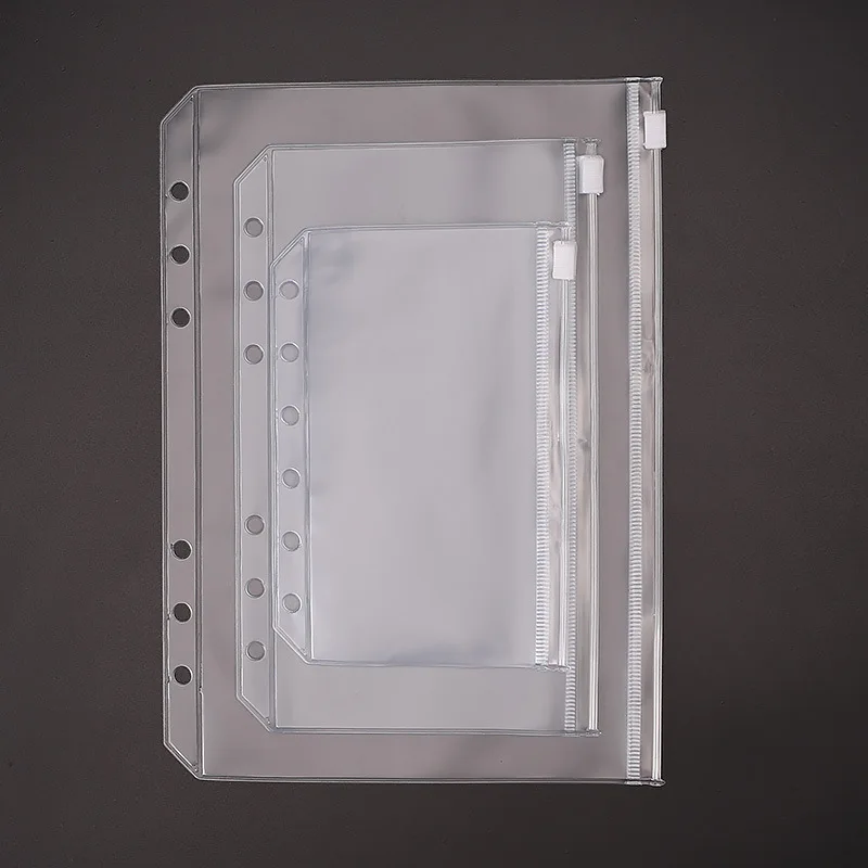 

1PCS A5/A6/A7 Storage Bag School Office Supply Transparent Loose Sheet Notebook Zipper Self-sealing File Holder