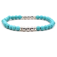 classic 6mm blue natural stone bead bracelets distance hematite stone bead bracelet for menwomen charm handmade fashion jewelry