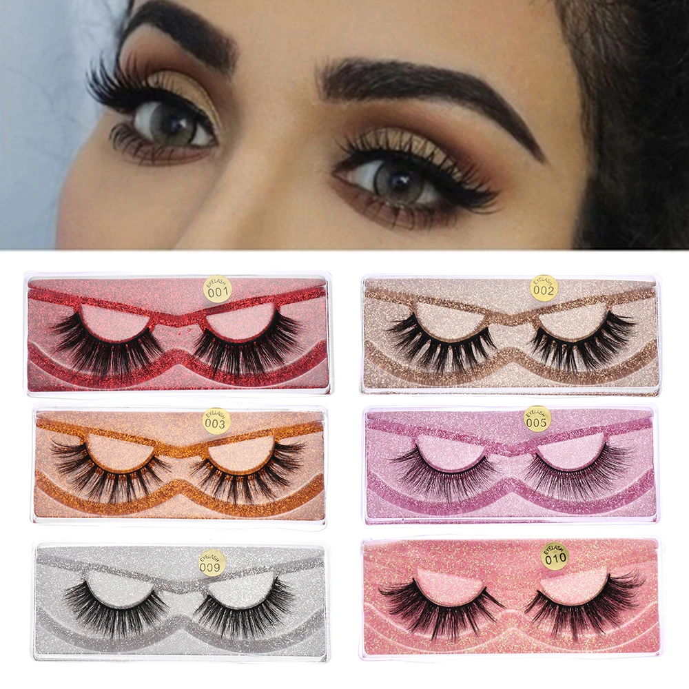 

1 Pair 3D Mink Hair Wispy Cross Lightweight Natural Long Lashes Handmade Mink Eyelashes Fluffy Eye Extension Tools