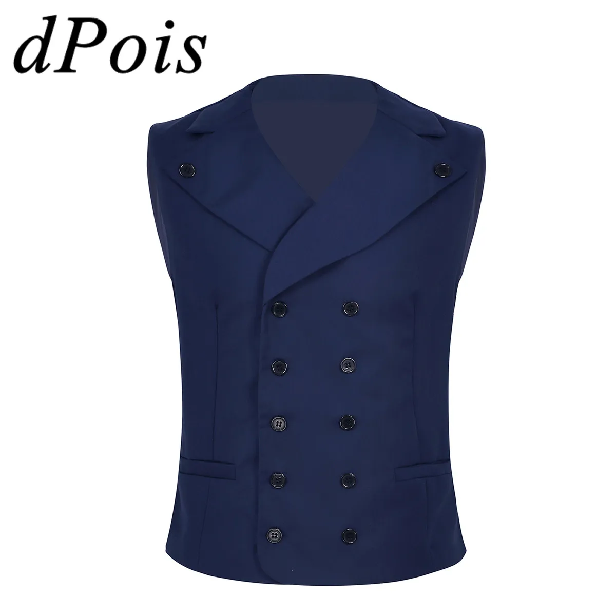 DPOIS элегантный мужской костюм жилет платье с отложным воротником двубортное