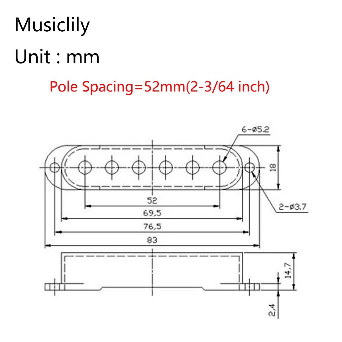 Комплект пластиковых чехлов для струн гитары Musiclily Pro 50/50/52 мм черного цвета - Фото №1