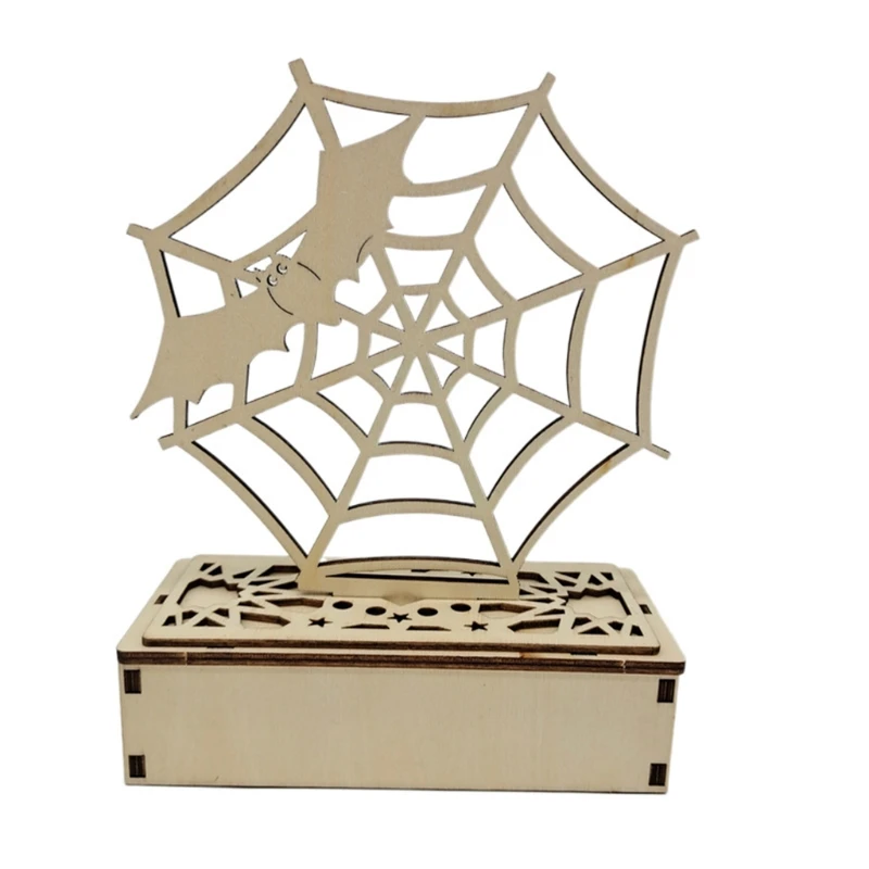 

Halloween Hollow Out 3D Wooden LED Light Witch Ghost Decorative Desk Night Lamp
