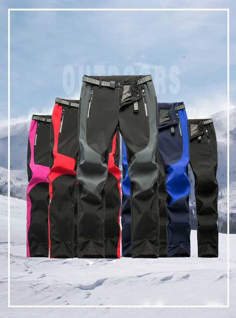 TRVLWEGO Winter Herren Damen Trekkinghose Sport Wandern Camping Fleece Wasserdicht Radfahren Sehr warme Verdickungshose – Detail 5