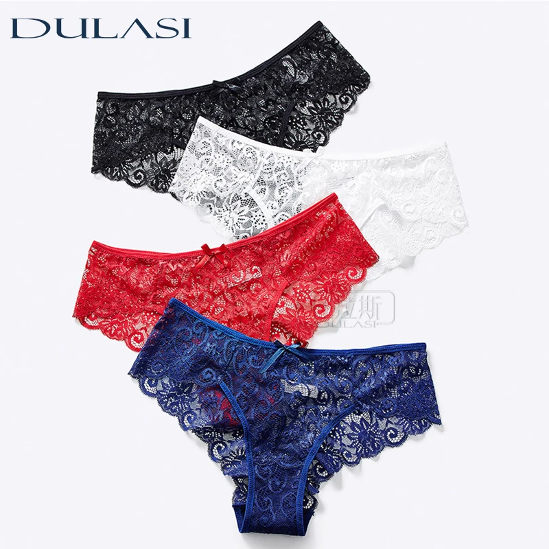 DULASI Sexy Mid-rise Women Underwear Best Selling High-end Lace Girl Briefs 4pcs | Женская одежда