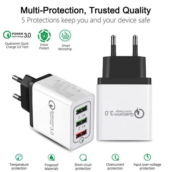 Прочный практичный Портативный 3 Порты usb 3100mA быстро Зарядное устройство 12V для зарядки телефона 220 В ЕС Тип, Тип домашний инструмент для очистки
