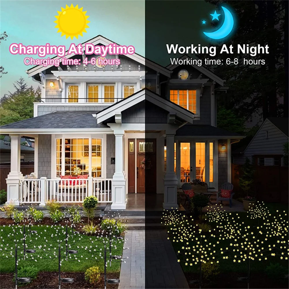 

2 шт. Солнечный пятиконечный Звездный веточный светильник 56LED водонепроницаемый светильник для лужайки Украшения Сада Садовый светильник