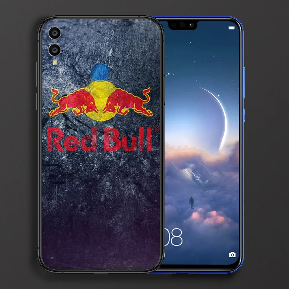 

Bull famous Drink Red Phone Case For Huawei Honor 6A 7A 7C 8 8A 8X 9 9X 10 10i 20 Lite Pro Play black Bumper 3D Waterproof Tpu