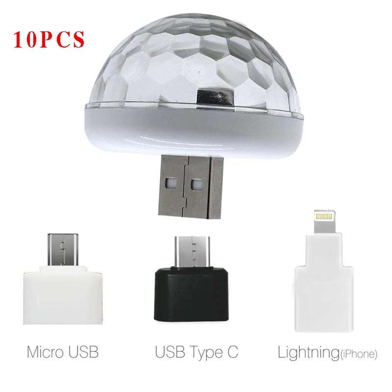 Wholesale 10PCS USB Disco Light Car music Magic Lamp LED Party Lights Portable Crystal Ball Colorful Effect Stage For Karaoke 3d | Освещение