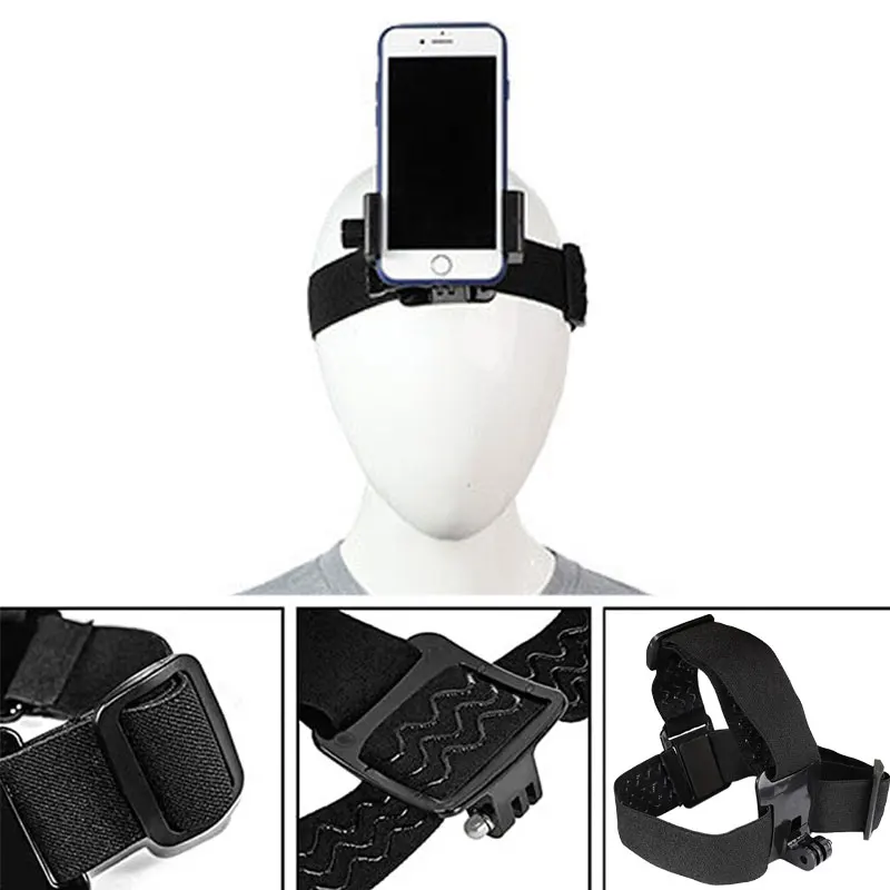 

Head Band Phone Holder Head-Mounted Headband Mount Strap Adjustable Belt Cellphone Selfie Mount Clip For 4.5-7 inches Smartphone