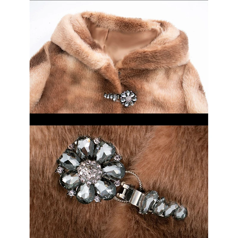 

middle-aged Winter velvet mid-length mink plus size warm hooded my coats autumn gold Parker coat women overcoat