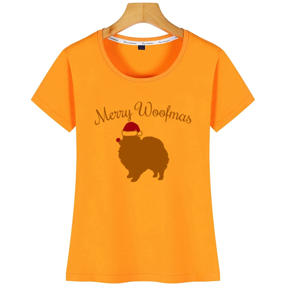 Женская футболка с изображением собаки Санты шляпы померанского
