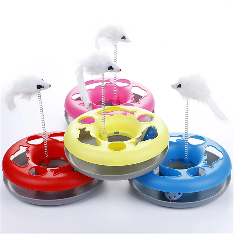 

Spring Toy Turntable Cat Training Toys Funny Single-layer Amusement Plate Mouse Cat Toys Dog Interactive Cat Toys Pet Supplies
