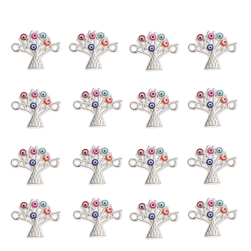 

10 шт./лот модные подвески «глаза дерева жизни» для браслета «сделай сам», подвеска серебряного цвета, дерево, счастливый Красочный Глаз, юве...