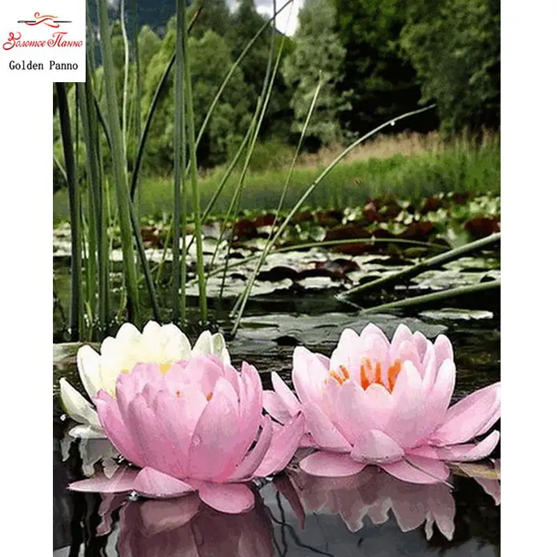 Diamante Bordado Ltus Com Ponto Cruz Strass Completo Quadrado Diamante Pintura Decorao Para Casa Presente