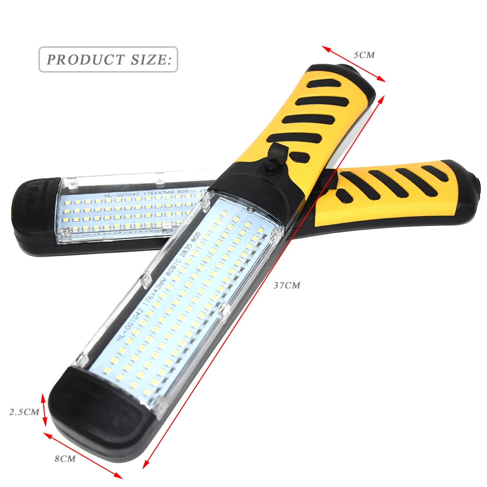 저렴한 80 LED 작업등 LED 충전식 손전등 마그네틱 후크 램프, 작업 램프 토치 핸드 램프 야간 조명 자동차 수리 검사