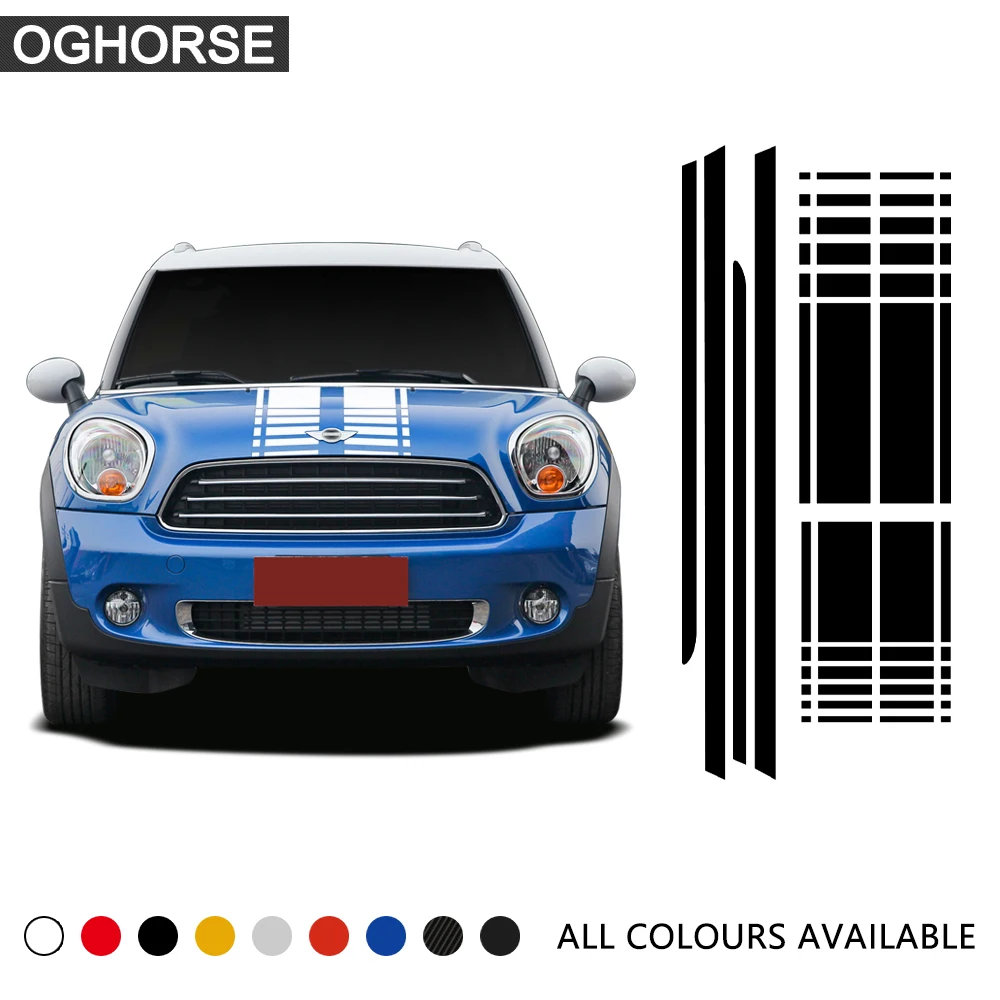 Автомобильный капот багажник Задняя боковая юбка гоночный Полосатый боди набор