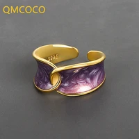 qmcoco design vintage trendy silver color irregular drop glaze simple rings for women elegant birthday party fine jewelry gifts