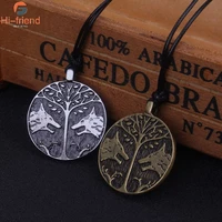 norway pirate tree of life retro necklace double headed wolf life pendant for friend game gift necklace jewelry accessories
