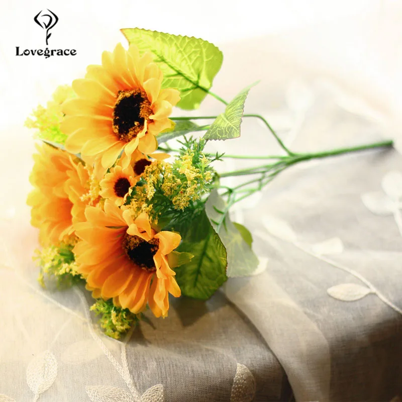 Искусственные подсолнухи для украшения дома летние шелковые Подсолнухи