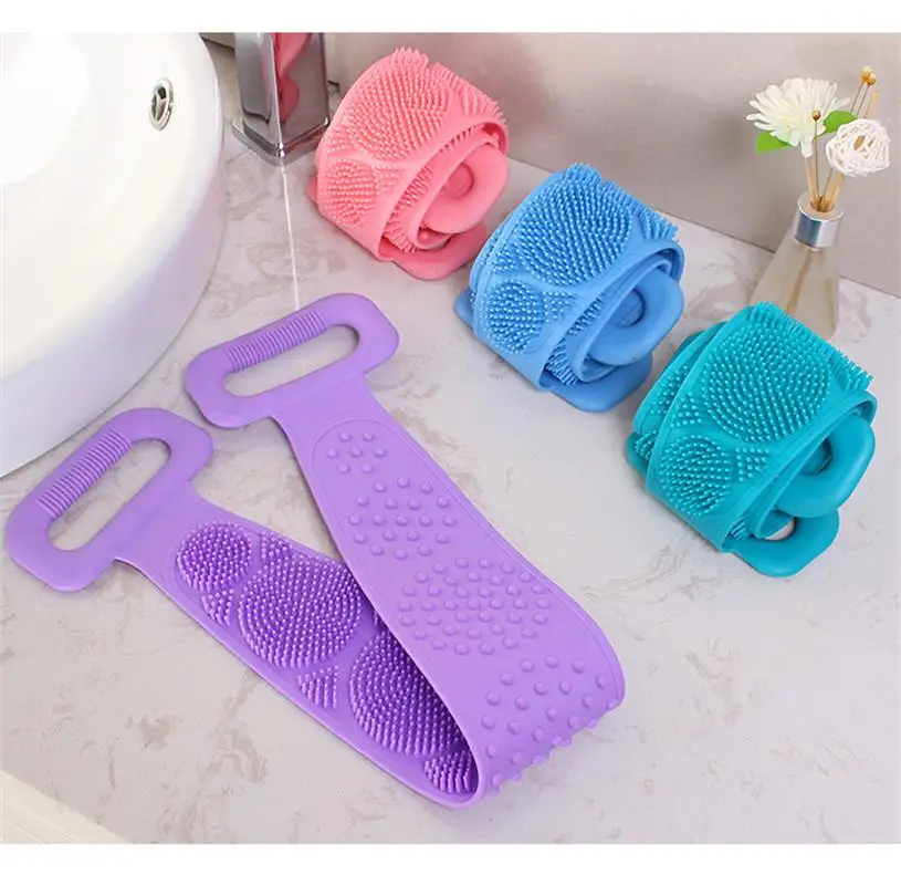 

Silicone Back Scrubber Soft Loofah Bath Towel Bath Belt Body Exfoliating Massage For Shower Body Cleaning Bathroom Shower Strap